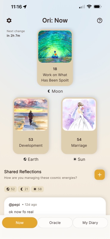 Ori Now Screen - Current cosmic energies